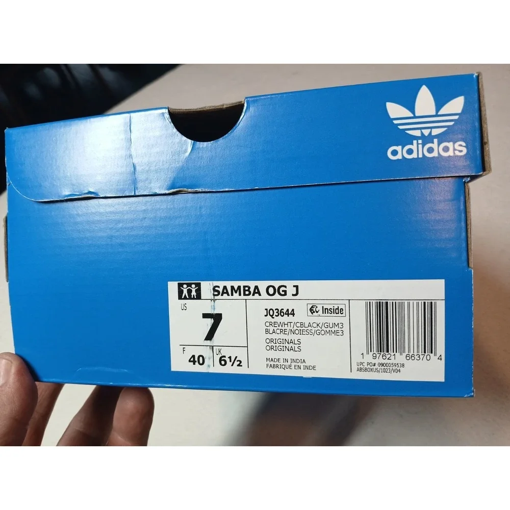 Adidas Samba OG Cream White Core Black Gum GS JQ3644 NEW‎ Size 7